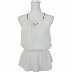 NWT Vintage 2b Bebe Women's White Halter Top w/Gold Chain Neck
